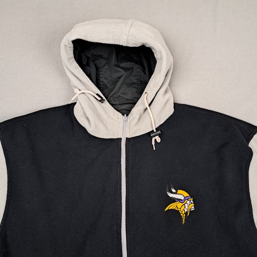 Vintage Minnesota Vikings Pro Player Jacket‎ Men XL Reversible Fleece Hooded 90s